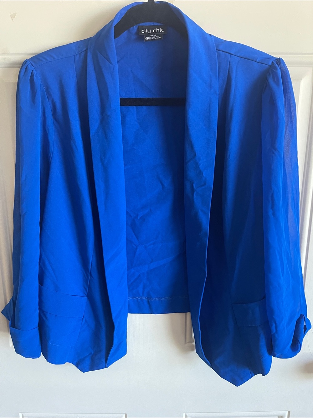 City Chic Royal Blue Open-Front Blazer
